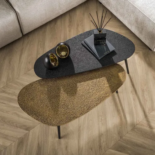 Couchtisch Set Sai | 2-teilig | Metall | metallic schwarz / gold