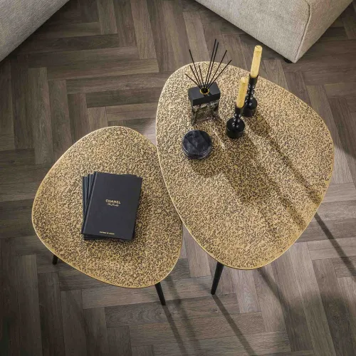 Couchtisch Set Sai dreieckig | 2-teilig | Metall | metallic bronze