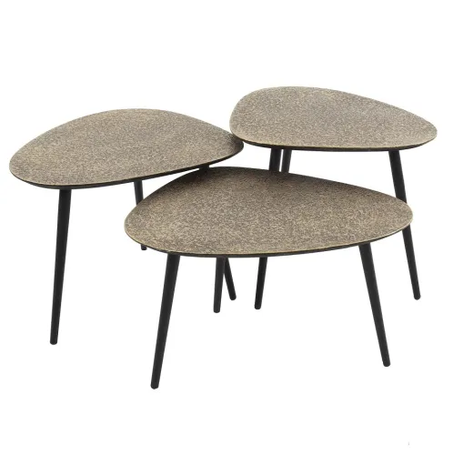 Couchtisch Set Sai dreieckig | 3-teilig | Metall | Antike bronze / gold