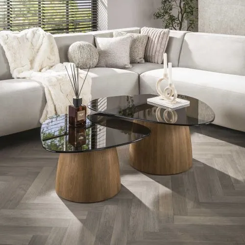 Couchtisch Set Shades | 2-teilig | dreieckig | Glas | Bronze