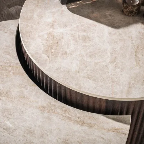 Couchtisch Set Sienna | 2-teilig | halbrund | 3D Keramik | Taj Mahal