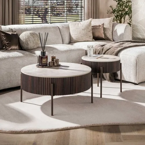 Couchtisch Set Sienna | 2-teilig | rund | 3D Keramik | Taj Mahal