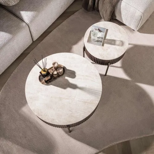 Couchtisch Set Sienna | 2-teilig | rund | 3D Keramik | Taj Mahal