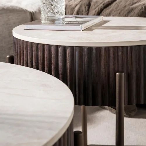 Couchtisch Set Sienna | 2-teilig | rund | 3D Keramik | Taj Mahal