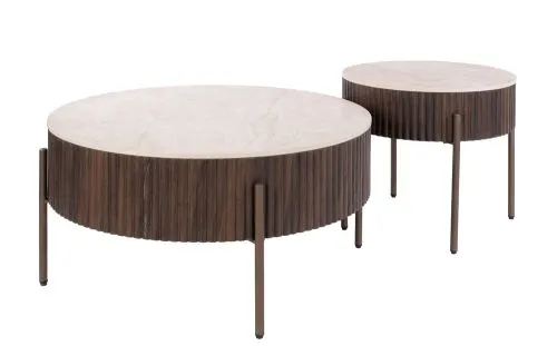 Couchtisch Set Sienna | 2-teilig | rund | 3D Keramik | Taj Mahal