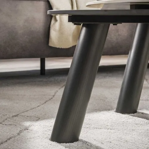 Couchtisch Set Tupi | 2-teilig | organisch | Keramik Travertin | schwarz & grau