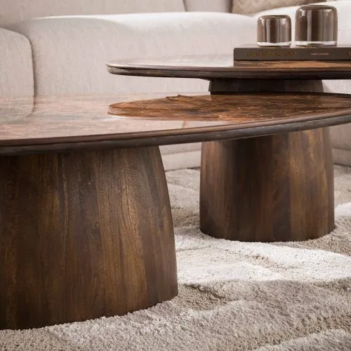 Couchtisch Set Violay | 2-teilig | dreieckig | Keramik | dark emperador