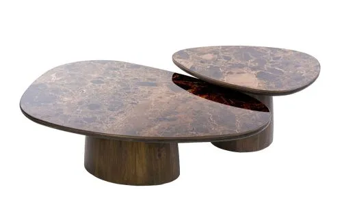 Couchtisch Set Violay | 2-teilig | dreieckig | Keramik | dark emperador