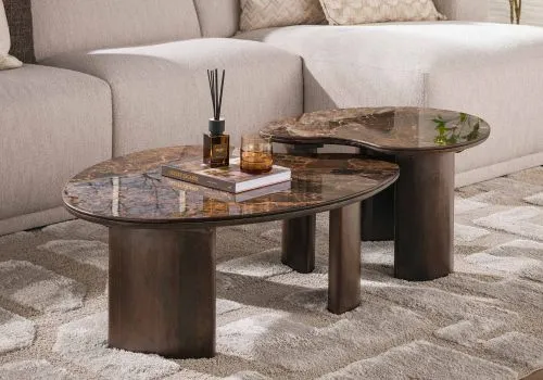 Couchtisch Set Violay | 2-teilig | nirenförmig | Keramik | dark emperador