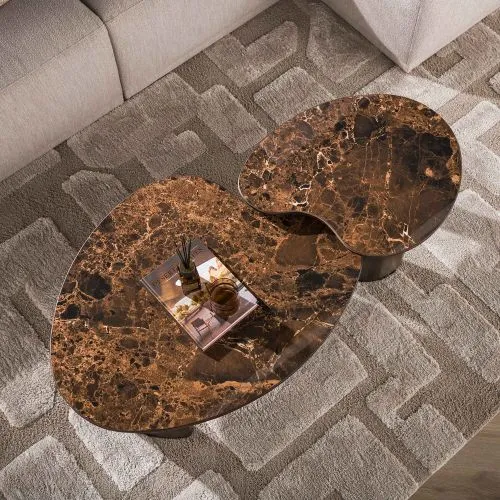 Couchtisch Set Violay | 2-teilig | nirenförmig | Keramik | dark emperador
