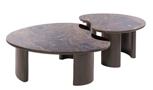 Couchtisch Set Violay | 2-teilig | nirenförmig | Keramik | dark emperador