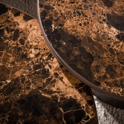 Couchtisch Set Violay | 2-teilig | rund | Keramik | dark emperador