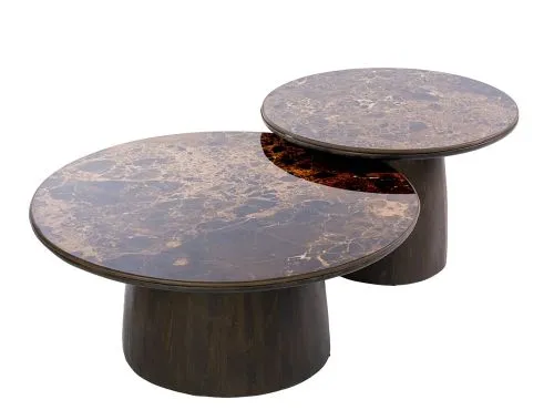 Couchtisch Set Violay | 2-teilig | rund | Keramik | dark emperador