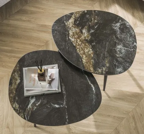 Couchtisch Set Vola | 2-teilig | Keramik | schwarz