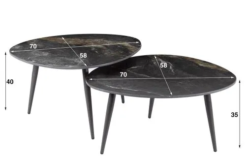 Couchtisch Set Vola | 2-teilig | Keramik | schwarz