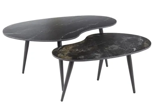 Couchtisch Set Vola | 2-teilig | Nierenform | Keramik | schwarz