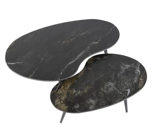 Couchtisch Set Vola | 2-teilig | Nierenform | Keramik | schwarz