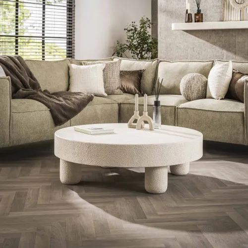 Couchtisch Shiro | Mamorkomposit | Cremeweiß | Ø 110cm