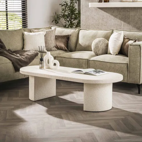 Couchtisch Shiro | Mamorkomposit | Cremeweiß | 150cm