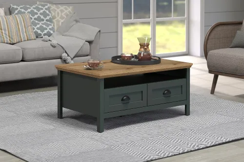 Couchtisch Stanton | Tannengrün / Eiche