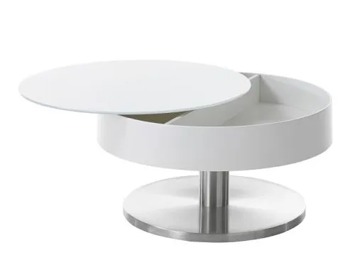 Couchtisch Suva | rund | Ø79 | weiß | drehbare Tischplatte | auf Rollen