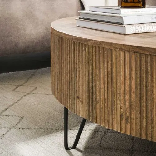 Couchtisch Talga | Mangoholz massiv | sandfarbe | Ø120 cm