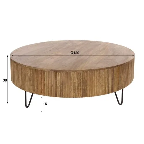Couchtisch Talga | Mangoholz massiv | sandfarbe | Ø120 cm