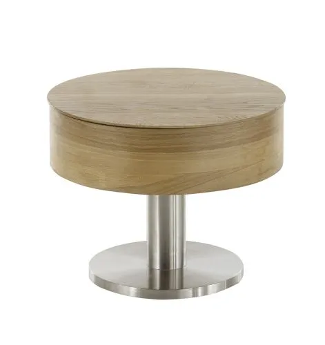 Couchtisch Tanger mit Lift | rund | Ø60 | Asteiche / Edelstahl | auf Rollen