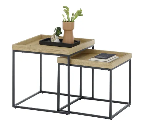 Couchtisch Ubeda | 2-teilig | Eiche / schwarz