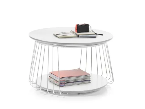 Couchtisch Vilnius rund | Ø70 | weiß matt / Chromfarben