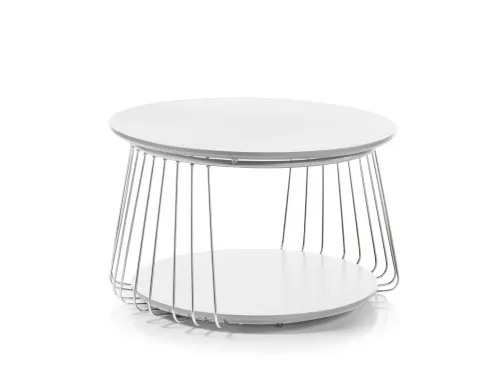 Couchtisch Vilnius rund | Ø70 | weiß matt / Chromfarben