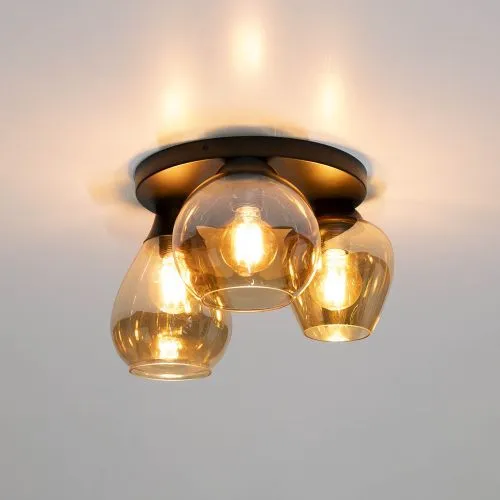 Deckenleuchte Aviora | 3 Leuchten | Amberfarbenes Glas