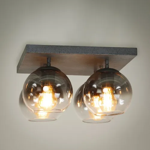 Deckenleuchte Khons | 4-flammig | Glas | Altsilber