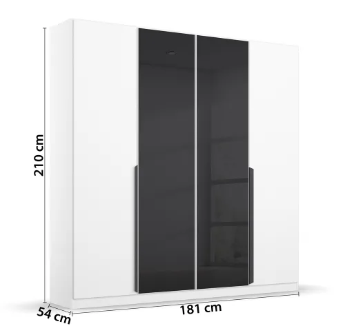 Drehtürenschrank Artemis | mit Glastüren | alpinweiß / basalt grau | 181 x 210 x 54 cm