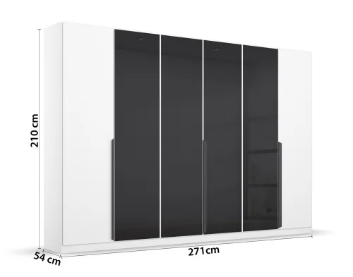 Drehtürenschrank Artemis | mit Glastüren | alpinweiß / basalt grau | 271 x 210 x 54 cm