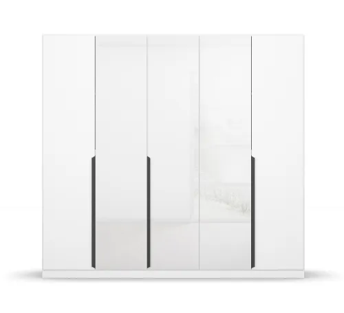 Drehtürenschrank Artemis | mit Glastüren | alpinweiß / weiß | 226 x 210 x 54 cm