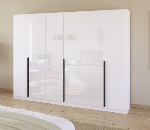 Drehtürenschrank Artemis | mit Glastüren | alpinweiß / weiß | 271 x 210 x 54 cm