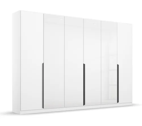 Drehtürenschrank Artemis | mit Glastüren | alpinweiß / weiß | 271 x 210 x 54 cm
