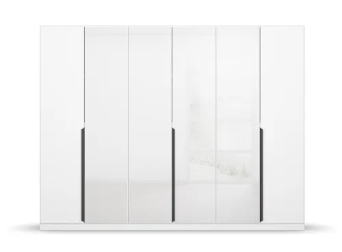 Drehtürenschrank Artemis | mit Glastüren | alpinweiß / weiß | 271 x 210 x 54 cm