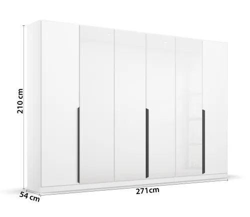 Drehtürenschrank Artemis | mit Glastüren | alpinweiß / weiß | 271 x 210 x 54 cm