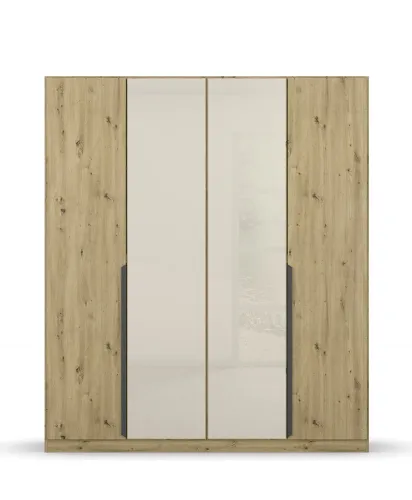 Drehtürenschrank Artemis | mit Glastüren | Eiche Artisan / champagner | verschiedene Größen