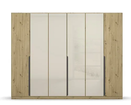Drehtürenschrank Artemis | mit Glastüren | Eiche Artisan / champagner | verschiedene Größen