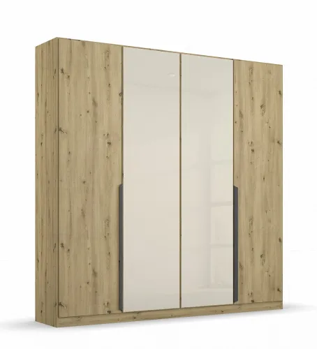Drehtürenschrank Artemis | mit Glastüren | Eiche Artisan / champagner | verschiedene Größen
