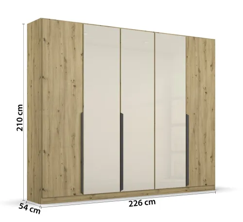 Drehtürenschrank Artemis | mit Glastüren | Eiche Artisan / champagner | verschiedene Größen