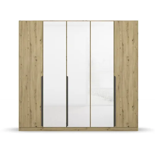Drehtürenschrank Artemis | mit Glastüren | Eiche Artisan / weiß | 226 x 210 x 54 cm