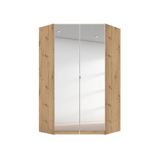 Drehtürenschrank Eckschrank Nidda | 2-türig | mit Spiegel | Eiche Artisan