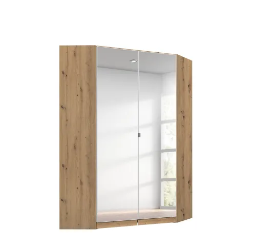 Drehtürenschrank Eckschrank Nidda | 2-türig | mit Spiegel | Eiche Artisan