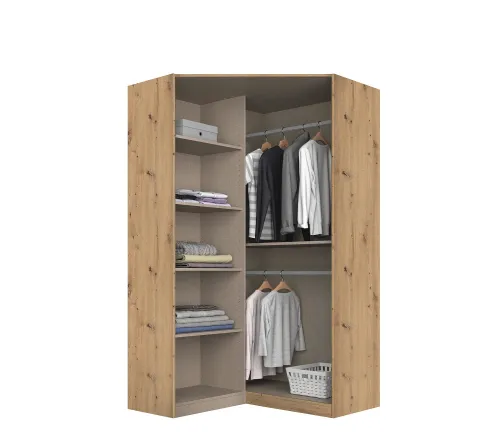 Drehtürenschrank Eckschrank Nidda | 2-türig | mit Spiegel | Eiche Artisan