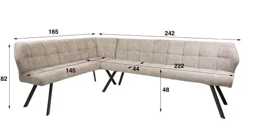 Eckbank Esszimmer Muda | links | Hoven-Stoff / Chenille | sand-braun