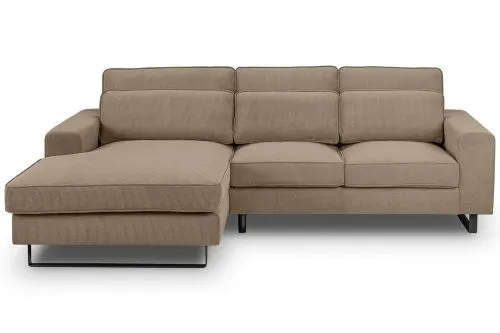Ecksofa Bolivia links mit Rückenkissen | 276cm | Cord | braun-beige